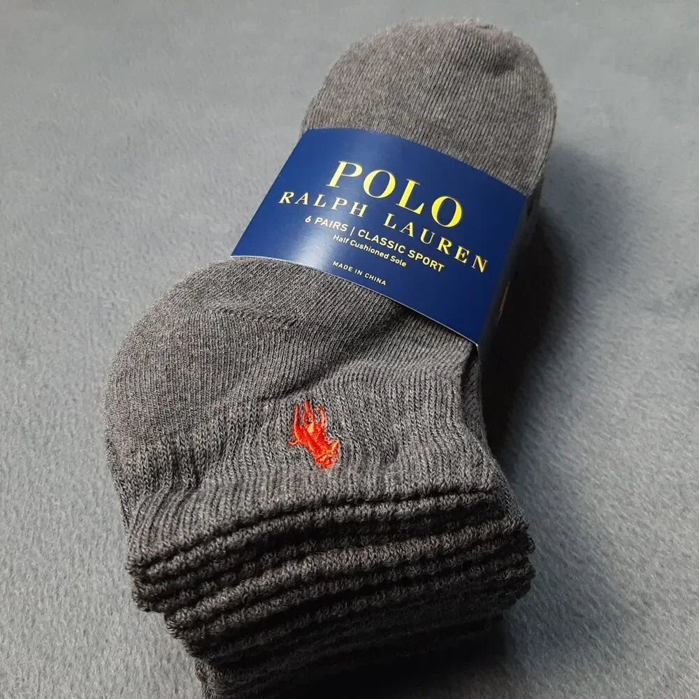 Polo Ralph Lauren Socks Mens Gray 6 Pairs Classic Sport Cushion PRL ZP113869PK6N